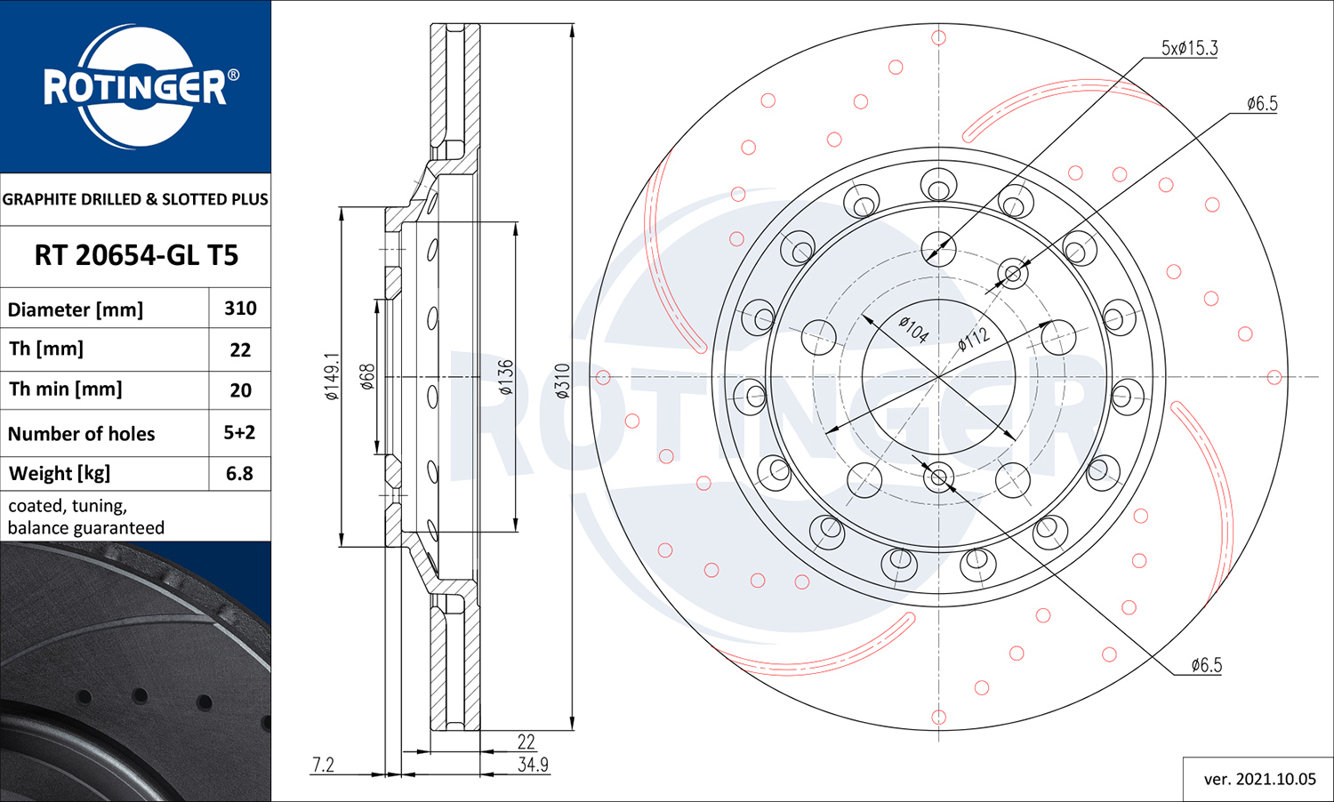 ROTINGER 259 288 Alkatrész rt 20654-gl t5